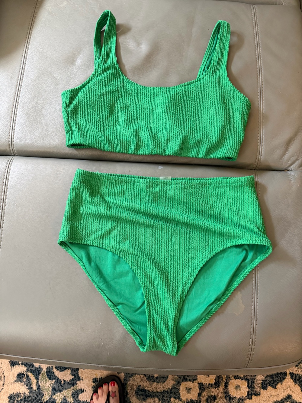 Old Navy Bright Green Textured Bikini Bottom